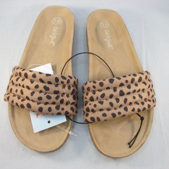 Cat and Jack Girls Leopard Print Slip-on Footbed Sandals - New - Picture 6 of 10